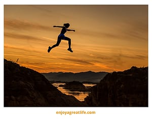 a woman taking a leap
