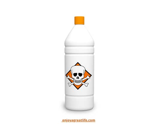 toxic cleaning bottle with skull and crossbones