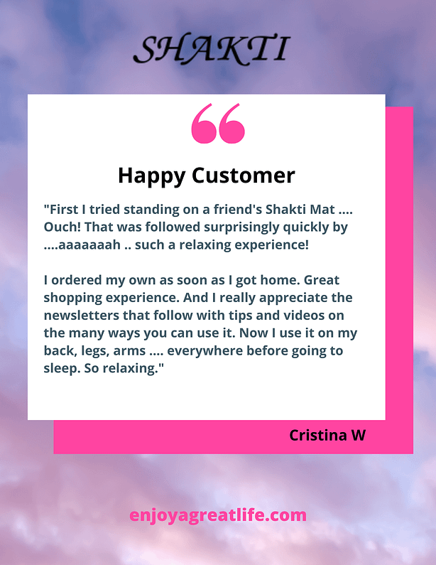 Shakti Acupressure Mat Happy Customer Testimonial