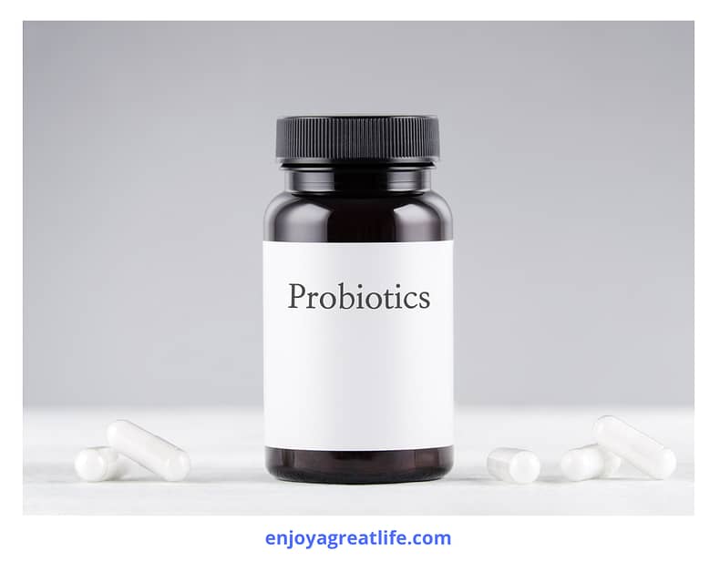 probiotics bottle and capsules