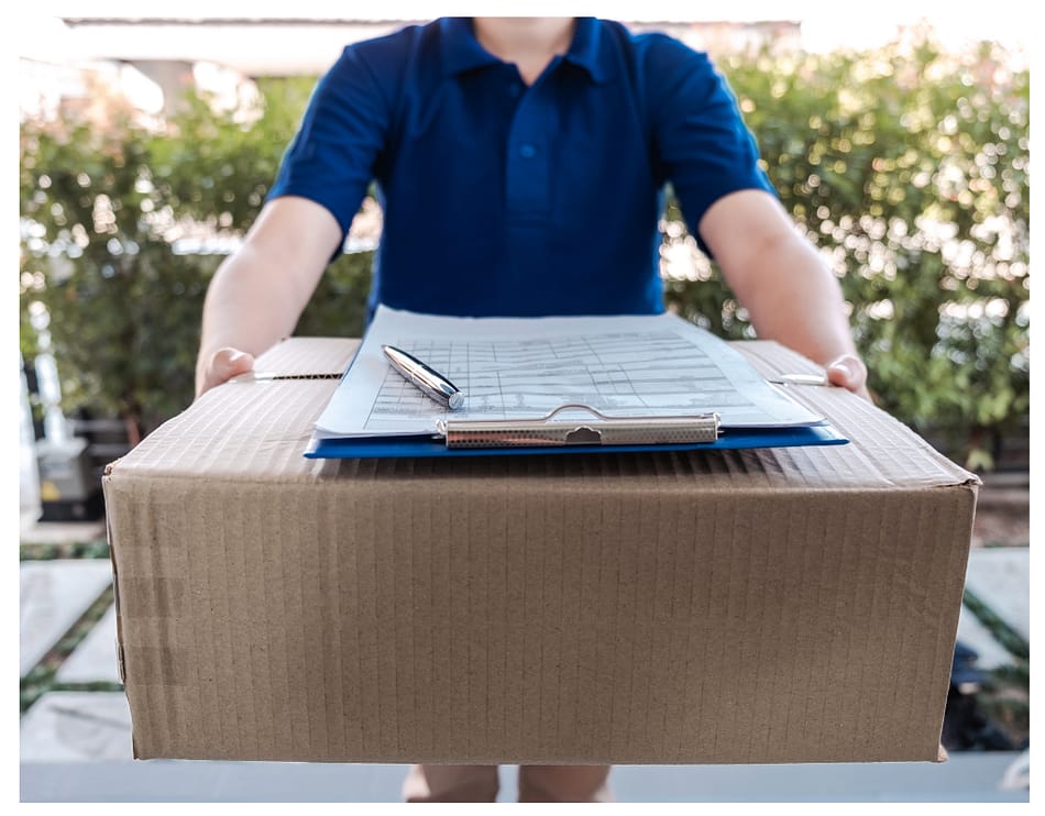 postman delivering parcel